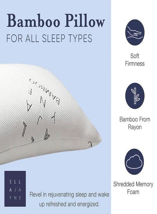 Ella Jayne - Luxury Viscose Derived from Bamboo Pillows, Adjustable Density with Carry Pouch & Mini Travel Pillow, Hypoallergenic - Shredded Memory Foam, Pillow Queen Size, 2 Pack - Image 4