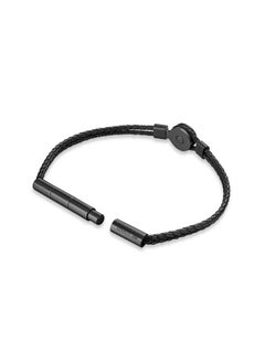 CERRUTI 1881 Vincenzo Grey and Black Leather Bracelet  - Image 3
