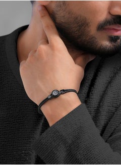 CERRUTI 1881 Vincenzo Grey and Black Leather Bracelet  - Image 4