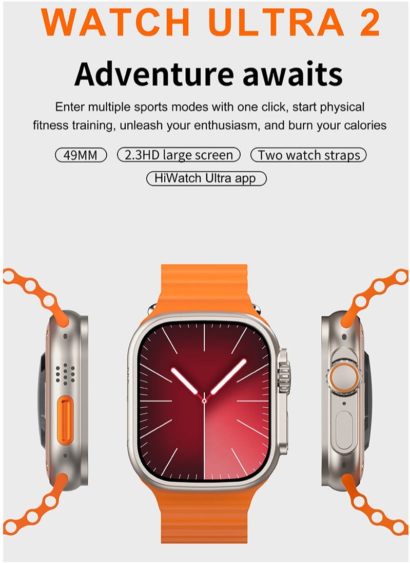 AROAQ - T900 Ultra Bluetooth Calling Smart Watch, 2.2" Big Display Multifunctional Smart Sports Watch, 220mah Battery Waterproof Smart Wrist Watch With All Sports Features and Health Tracker, (Orange) - Image 1
