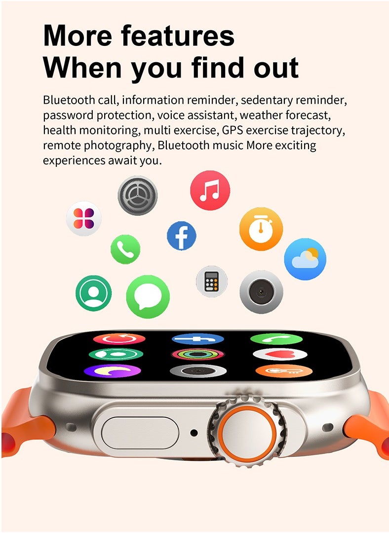 AROAQ - T900 Ultra Bluetooth Calling Smart Watch, 2.2" Big Display Multifunctional Smart Sports Watch, 220mah Battery Waterproof Smart Wrist Watch With All Sports Features and Health Tracker, (Orange) - Image 1