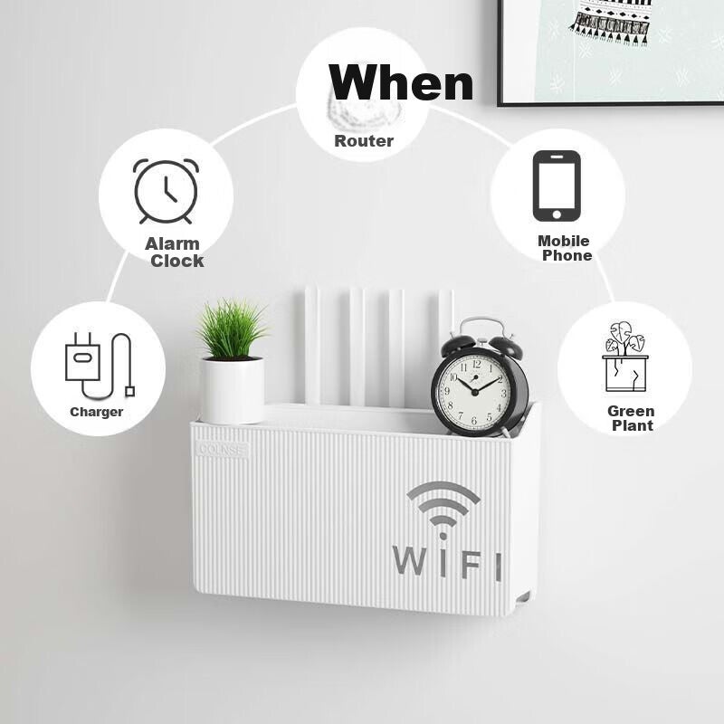 Youjialiangpin Wall-Mounted Router Storage Box, No Drilling Required, Wireless WiFi Set-Top Box Shelf, Electrical Wire Organizer, Optical Modem Box - Image 3