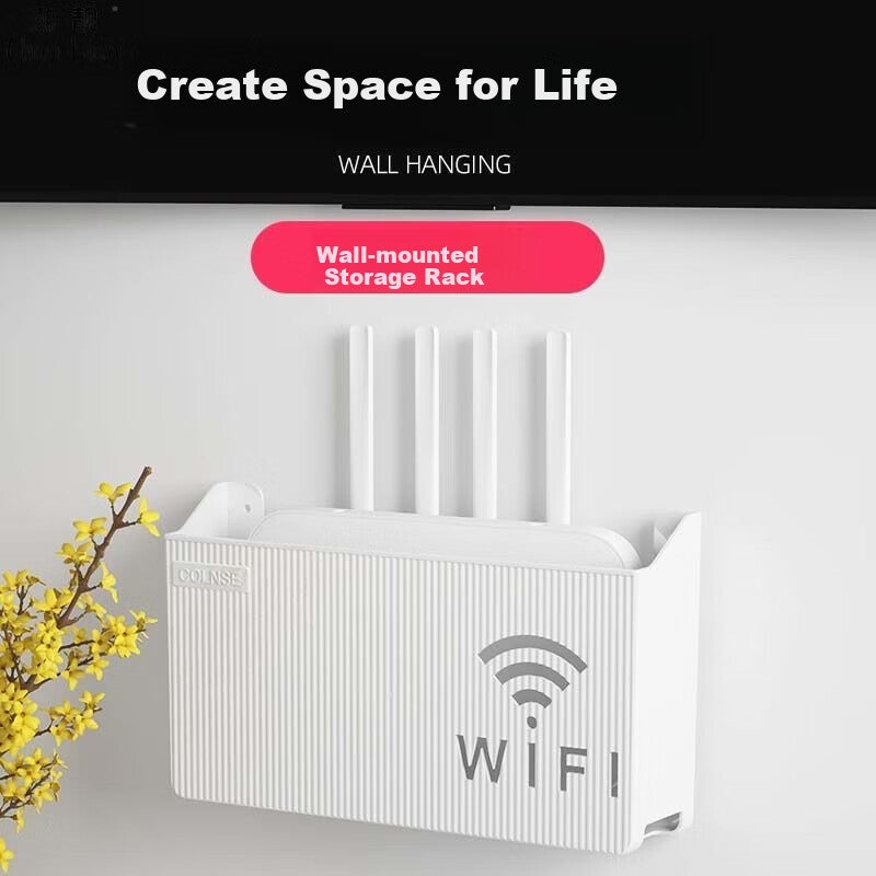 Youjialiangpin Wall-Mounted Router Storage Box, No Drilling Required, Wireless WiFi Set-Top Box Shelf, Electrical Wire Organizer, Optical Modem Box - Image 2