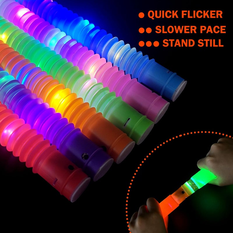 Wondrus Glow Sticks Party Favors Supplies For Toddler 18 Pcs Camping Essentials Fidget Toys Gifts For Kids Light Up Pop Tubes Necklace & Bracelet Accessories  Treats Non Candy For Halloween Birthday Wedding - Image 3