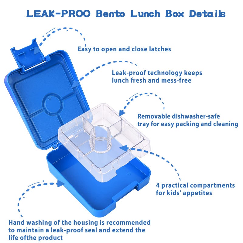 Howeemo Bento Lunch Box Set for Kids with 10oz Soup Thermo, Leak-Proof Lunch Containers with 4 Compartment, Kids Thermo Hot Food Jar and Insulated Lunch Bag for Kid to School,BPA-Free(Dragon) - Image 5