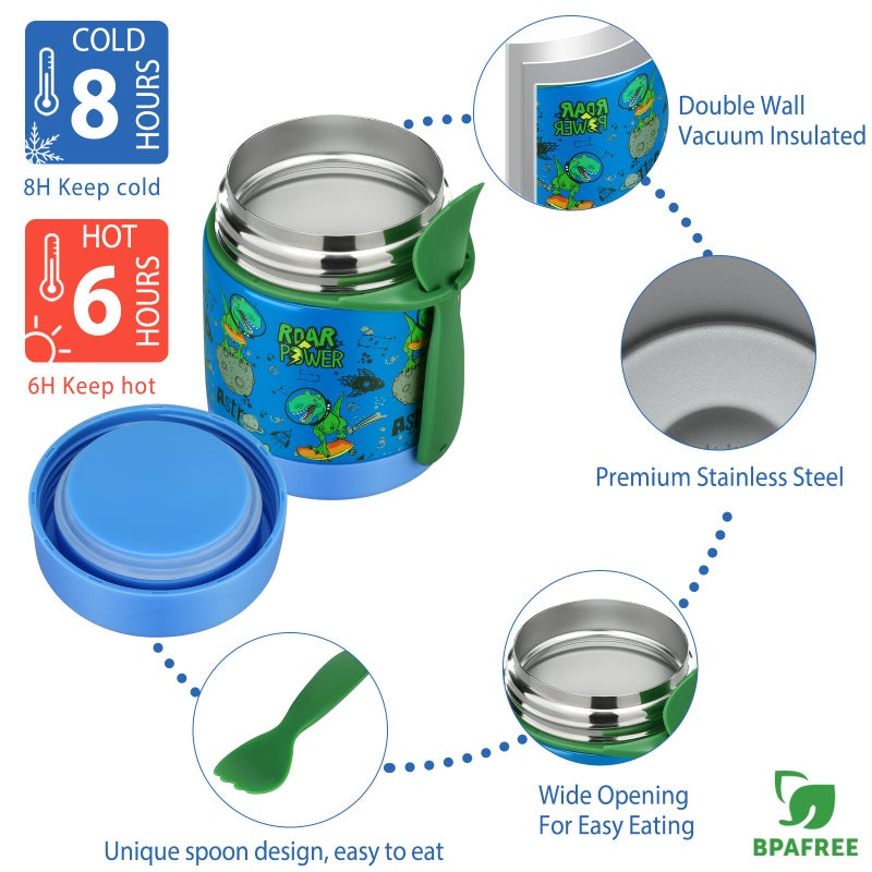 Howeemo Bento Lunch Box Set for Kids with 10oz Soup Thermo, Leak-Proof Lunch Containers with 4 Compartment, Kids Thermo Hot Food Jar and Insulated Lunch Bag for Kid to School,BPA-Free(Dragon) - Image 4