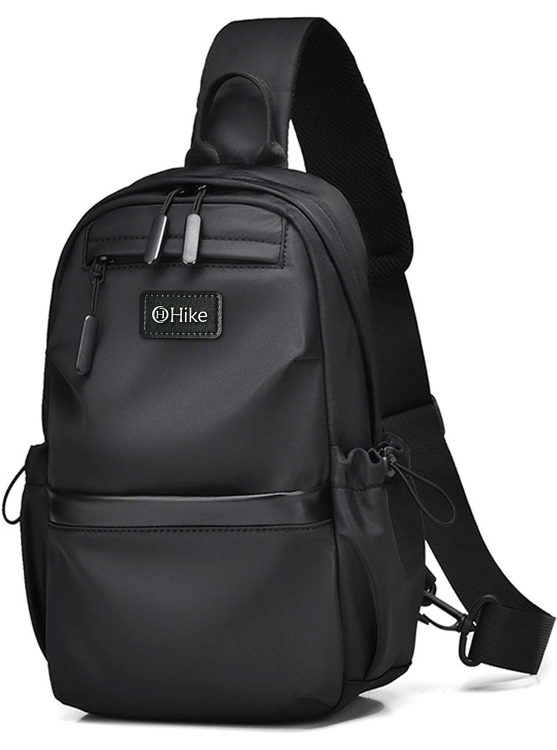 HIKE Unisex Sling Bag Water Resistant Anti-Theft Unisex Shoulder bag for Travel Business Shopping College Outdoor, HK3307, Black - Image 1
