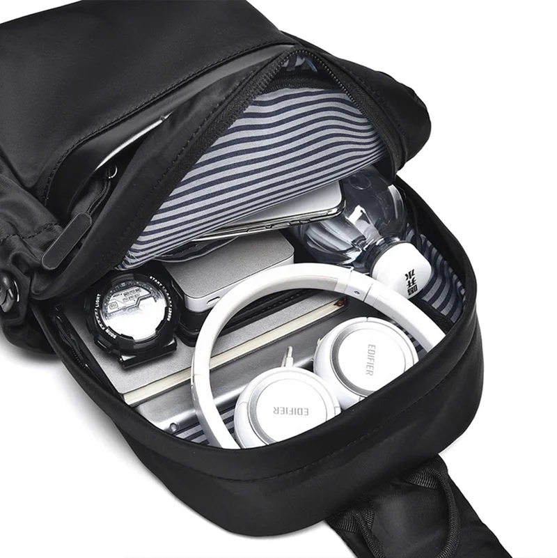 Hike Black Unisex Sling Bag Water Resistant Anti-Theft Unisex Shoulder bag for Travel Business Shopping College Outdoor, HK3307, Black  | Best Price UAE