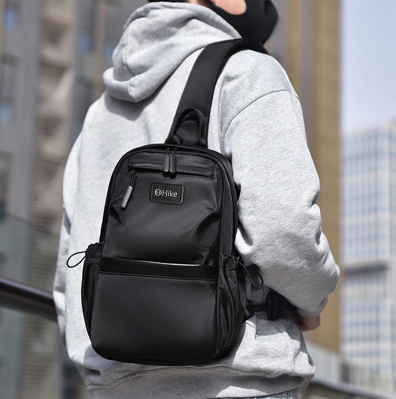 HIKE Unisex Sling Bag Water Resistant Anti-Theft Unisex Shoulder bag for Travel Business Shopping College Outdoor, HK3307, Black - Image 2