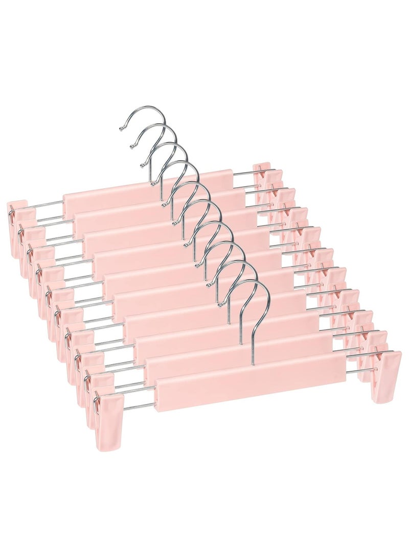 SRLIWHITE 10-Pack Heavy-Duty Clothes Hangers with Secure Non-Slip Adjustable Clips, Compact Design for Trousers, Socks, Skirts & Coats (Pink)  - Image 1