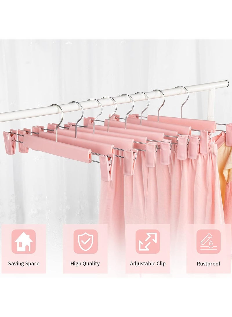 SRLIWHITE 10-Pack Heavy-Duty Clothes Hangers with Secure Non-Slip Adjustable Clips, Compact Design for Trousers, Socks, Skirts & Coats (Pink)  - Image 2