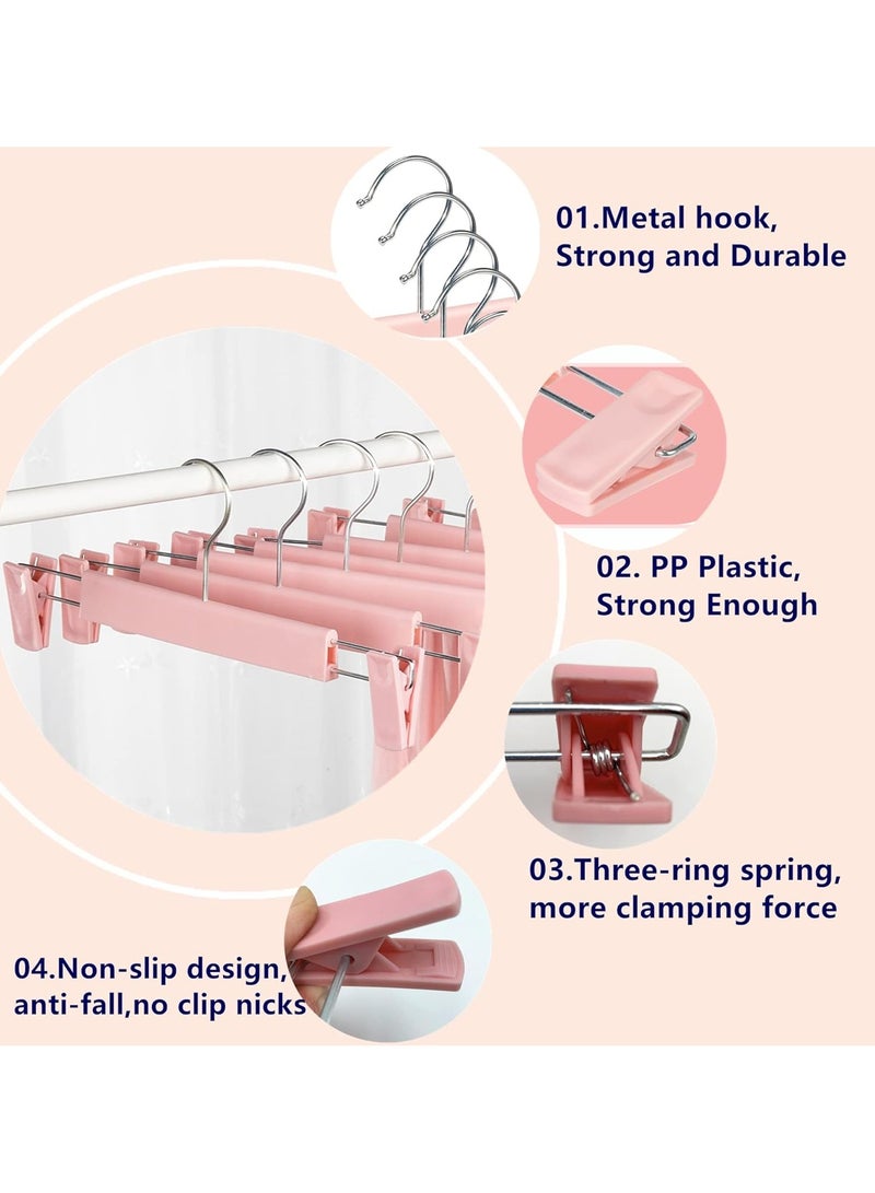 SRLIWHITE 10-Pack Heavy-Duty Clothes Hangers with Secure Non-Slip Adjustable Clips, Compact Design for Trousers, Socks, Skirts & Coats (Pink)  - Image 4