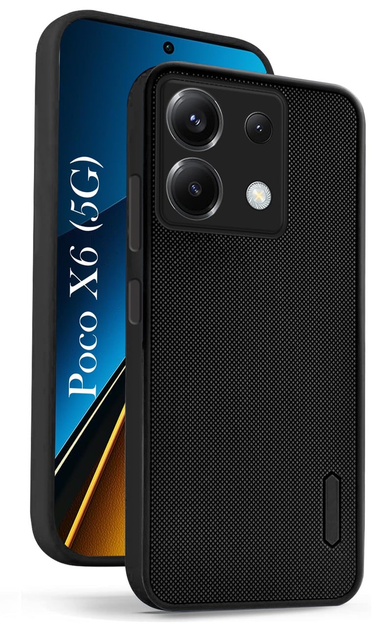 Jkobi Back Case Cover for Poco X6 5G (Textured Grip Design | Micro-Fiber Cloth Inside | Slim and Light Weight | Soft Touch and Feel | Black) - Image 1
