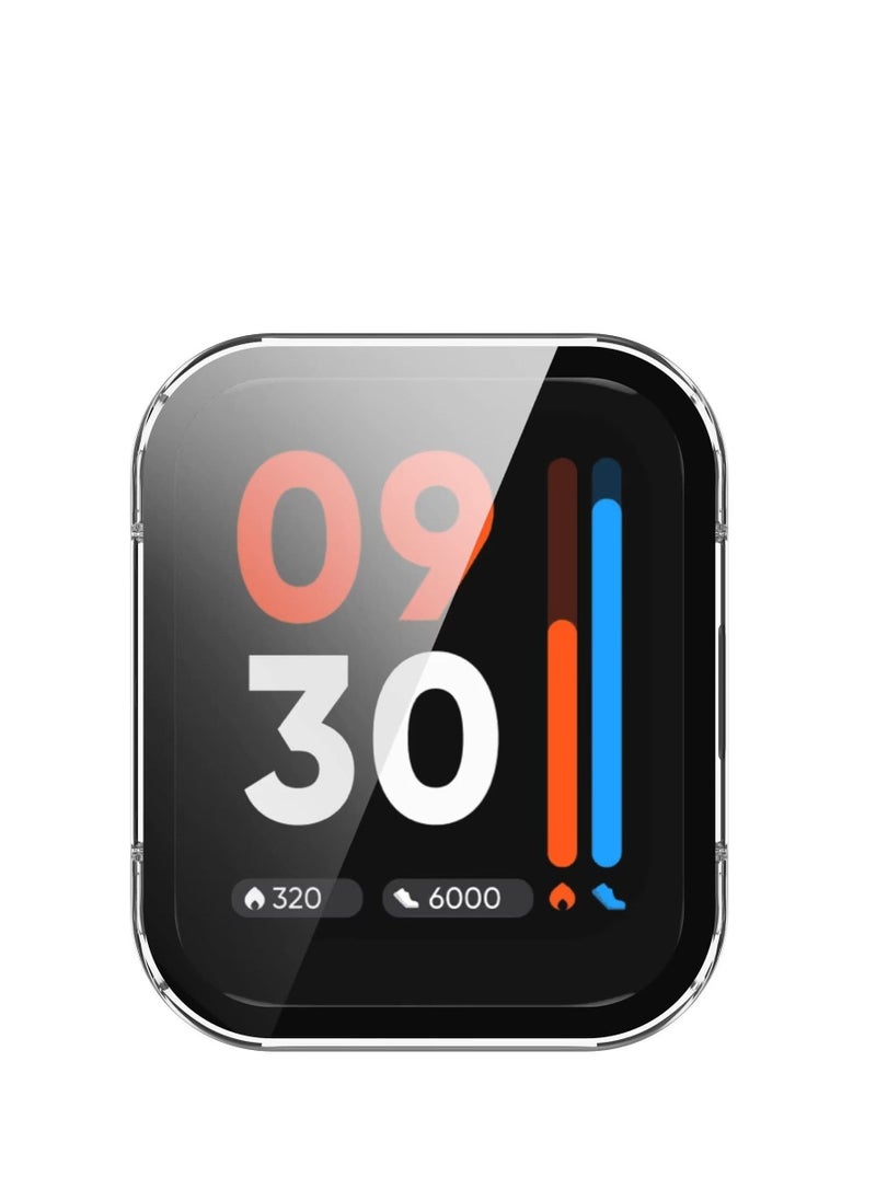 Full Coverage Case with Screen Protector Compatible with Redmi Watch 3 PC and Real Glass Protective Case Cover Compatible with Mi Watch Lite3 (Transparent)