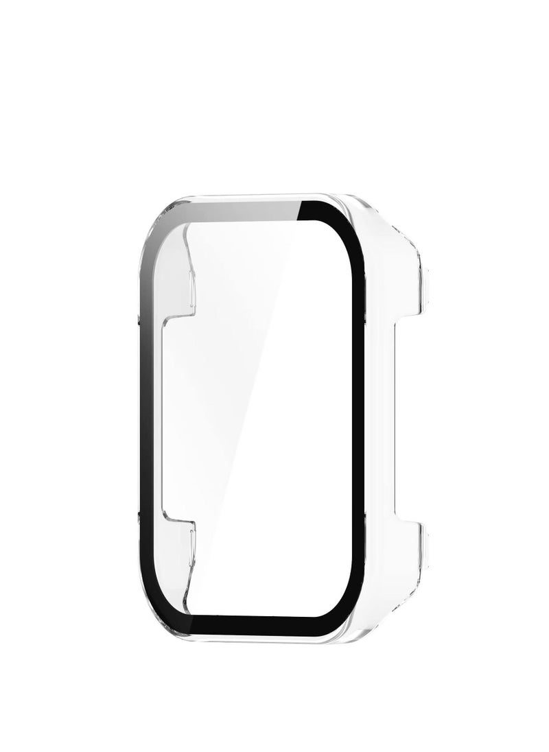 Full Coverage Case with Screen Protector Compatible with Redmi Watch 3 PC and Real Glass Protective Case Cover Compatible with Mi Watch Lite3 (Transparent)