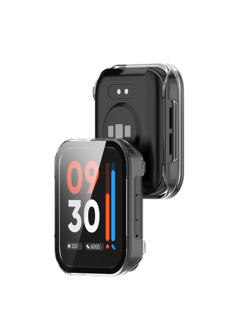 Full Coverage Case with Screen Protector Compatible with Redmi Watch 3 PC and Real Glass Protective Case Cover Compatible with Mi Watch Lite3 (Transparent)