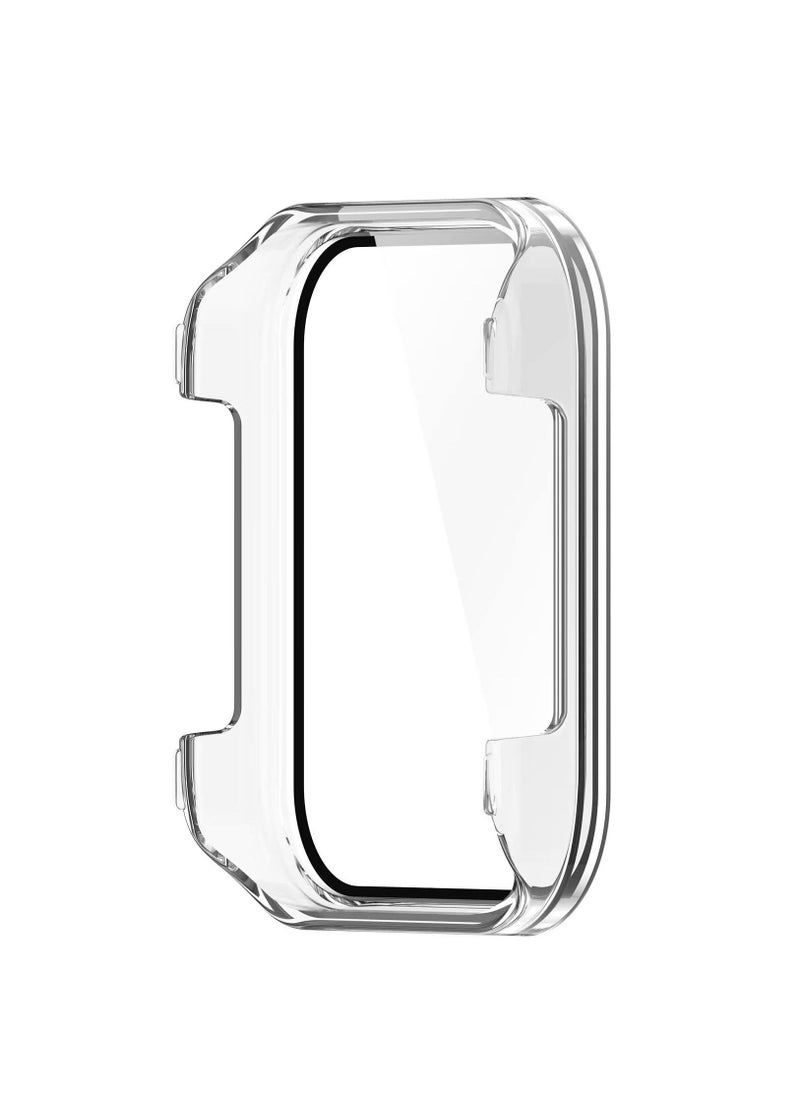 Full Coverage Case with Screen Protector Compatible with Redmi Watch 3 PC and Real Glass Protective Case Cover Compatible with Mi Watch Lite3 (Transparent)