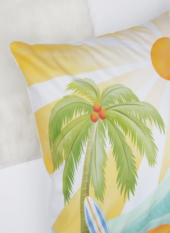 Bonhause Beach Throw Pillow Covers 18 x 18 Inch Ocean Sun Seaside Palm Tree Decorative Pillow Cases for Couch Sofa Bed Home Decor Set of 4 - Image 4