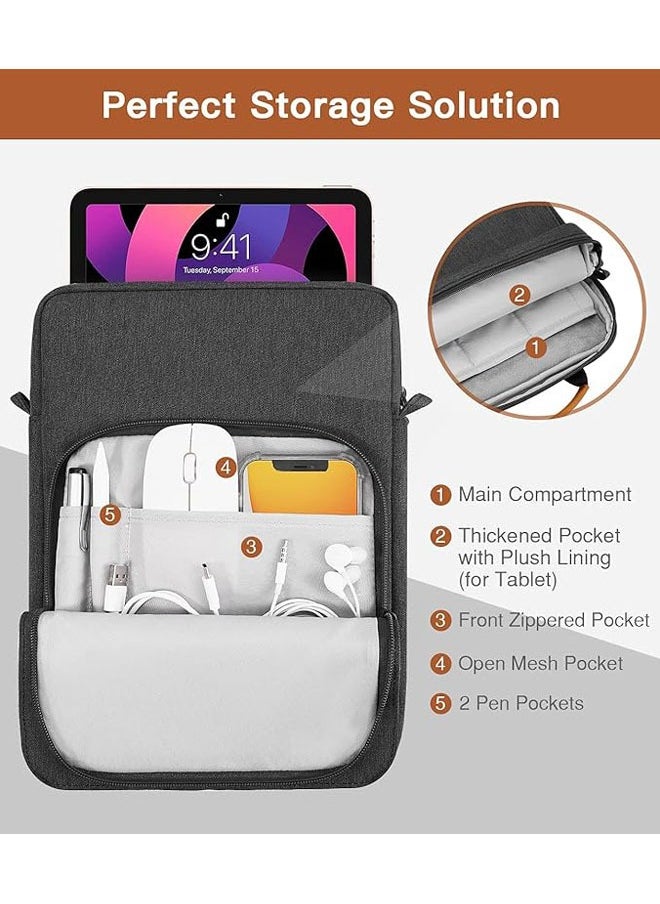 Arabest 9-11 Inch Tablet Sleeve Bag, Fits for iPad air 5 10.9" 2022, iPad Pro 11 M2 2022-2018, iPad 10th 10.9, Air 4 10.9, Tab S8 2022, Handle Carrying Case with Shoulder Strap, Black  - Image 2