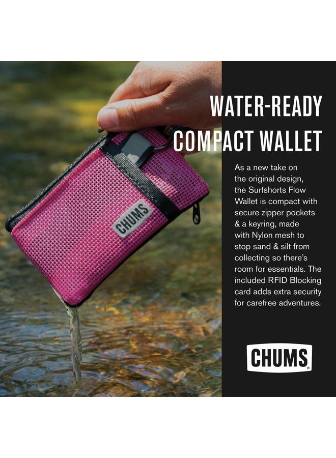 CHUMS Surfshorts Flow Wallet - Ultra Thin Slim Card RFID Wallet For Men with Keyring Attachment & Quick Drying Mesh - Black - Image 2