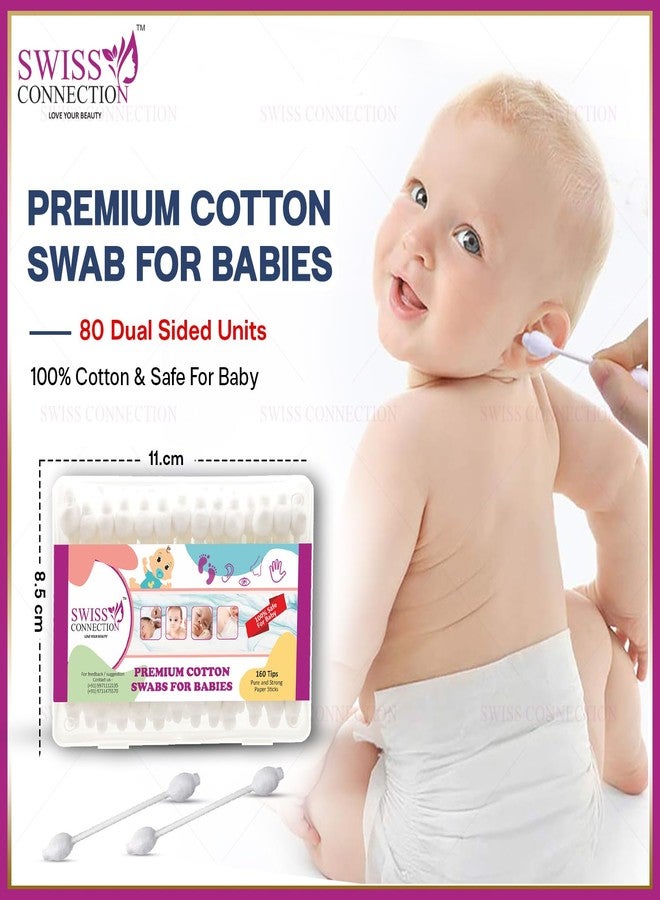 Swiss connection Baby Safety Cotton Swab – Ideal for Babies – 100% Paper Organic Soft & Gentle Tip for Cleaning, Makeup Removal & More - 80-Swabs for Baby(Pack of 1) - Image 2