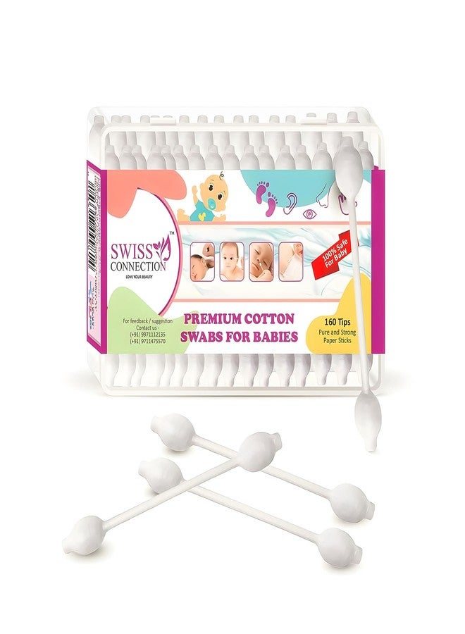 Swiss connection Baby Safety Cotton Swab – Ideal for Babies – 100% Paper Organic Soft & Gentle Tip for Cleaning, Makeup Removal & More - 80-Swabs for Baby(Pack of 1) - Image 1
