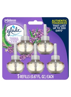 Glade Plugins Refills Air Freshener Scented And Essential Oils For Home And Bathroom Tranquil Lavender And Aloe 3.35 Fl Oz 5 Count  - Image 1