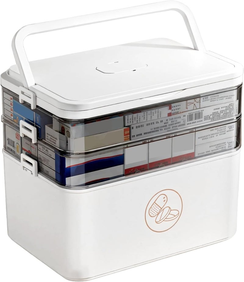 XXL 7-Day Pill Organizer with 3-Tier Design, Travel-Friendly and Easy Labeling for Medication, Transparent Storage Box with Daily Compartments - Image 1