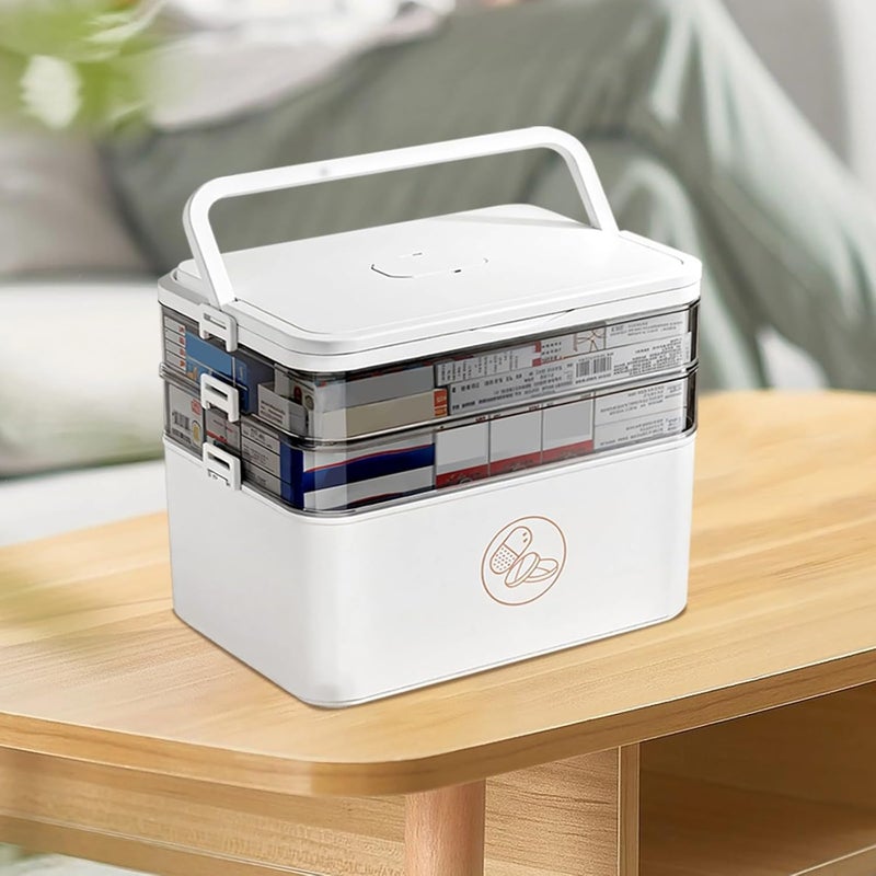 XXL 7-Day Pill Organizer with 3-Tier Design, Travel-Friendly and Easy Labeling for Medication, Transparent Storage Box with Daily Compartments - Image 2
