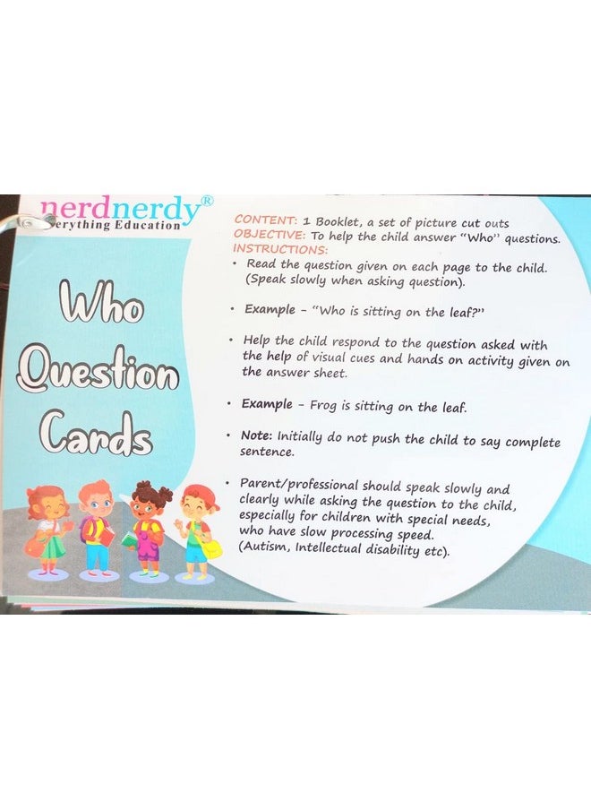 nerdnerdy - NerdNerdy Wh Question Kit- Developed by Rehabilitation Experts for Autism therapy/ speech therapy/ Expressive language and comprehension/ Special education /occupational therapy/language development/ABA therapy - Image 1