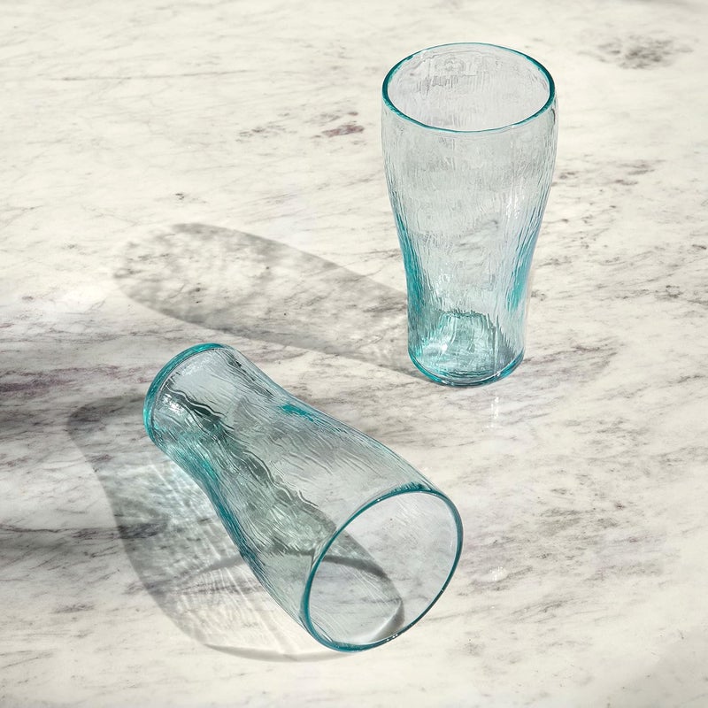 Ellementry Quoise Glass Tumbler Set of 2 Color Light Blue Glass Kitchenware Versatile Decor Handcrafted Sustainable Form and Function Gifting - Image 2