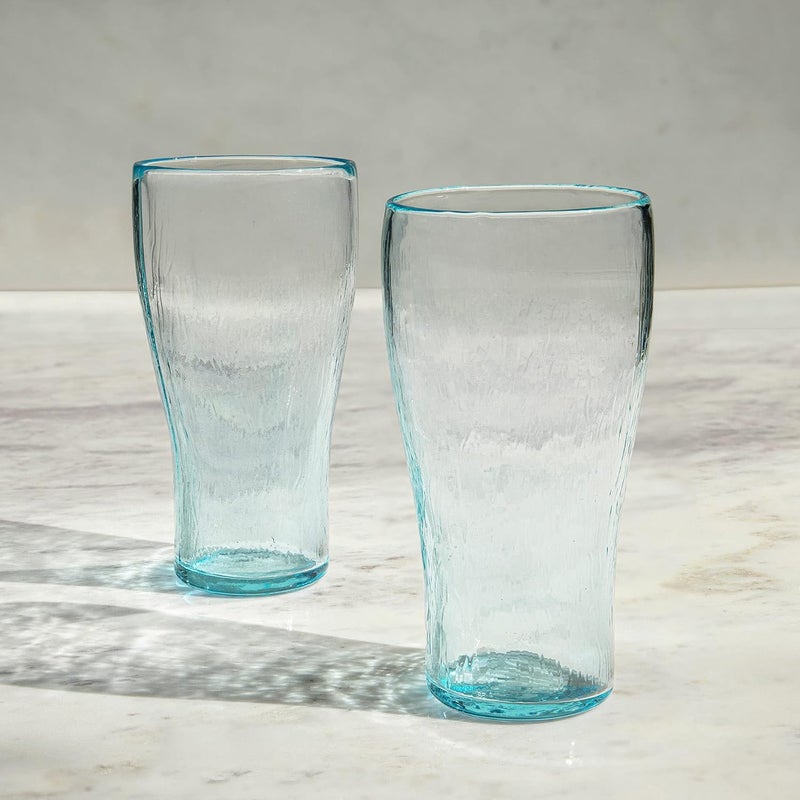 Ellementry Quoise Glass Tumbler Set of 2 Color Light Blue Glass Kitchenware Versatile Decor Handcrafted Sustainable Form and Function Gifting - Image 3