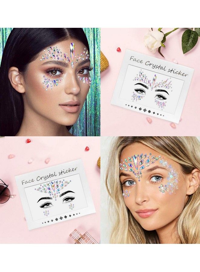 iMethod Face Jewels Face Gems Mermaid Face Jewels Stick On Rave Accessories for Festival Holiday Costumes & Makeup 6 Pcs - Image 4