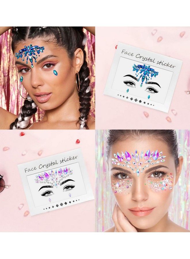 iMethod Face Jewels Face Gems Mermaid Face Jewels Stick On Rave Accessories for Festival Holiday Costumes & Makeup 6 Pcs - Image 5