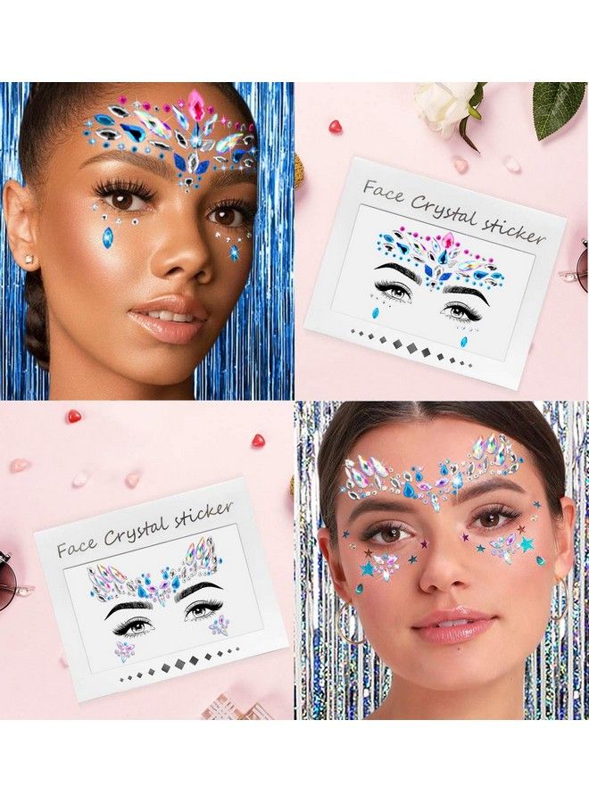 iMethod Face Jewels Face Gems Mermaid Face Jewels Stick On Rave Accessories for Festival Holiday Costumes & Makeup 6 Pcs - Image 3