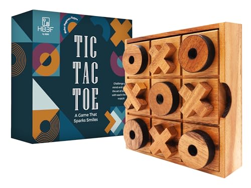 BSIRI Wooden Tic Tac Toe Game - Brain Teaser Puzzles for Adults Kids Games and Unique Gifts for Kids, Coffee Table Decor Living Room Decor Modern Wood Decor (5.5 Inch) - Image 1