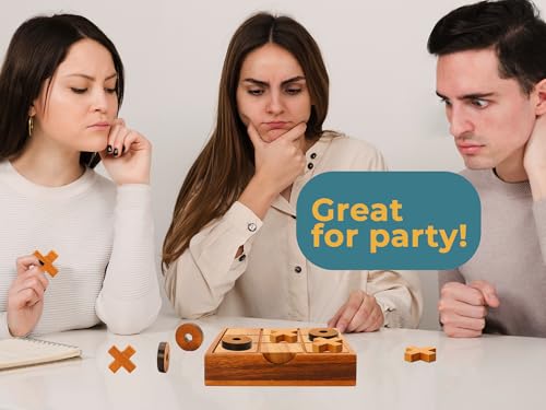 BSIRI Wooden Tic Tac Toe Game - Brain Teaser Puzzles for Adults Kids Games and Unique Gifts for Kids, Coffee Table Decor Living Room Decor Modern Wood Decor (5.5 Inch) - Image 5