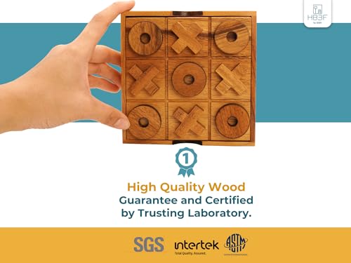 BSIRI Wooden Tic Tac Toe Game - Brain Teaser Puzzles for Adults Kids Games and Unique Gifts for Kids, Coffee Table Decor Living Room Decor Modern Wood Decor (5.5 Inch) - Image 3