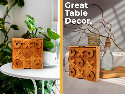 BSIRI Wooden Tic Tac Toe Game - Brain Teaser Puzzles for Adults Kids Games and Unique Gifts for Kids, Coffee Table Decor Living Room Decor Modern Wood Decor (5.5 Inch) - Image 4