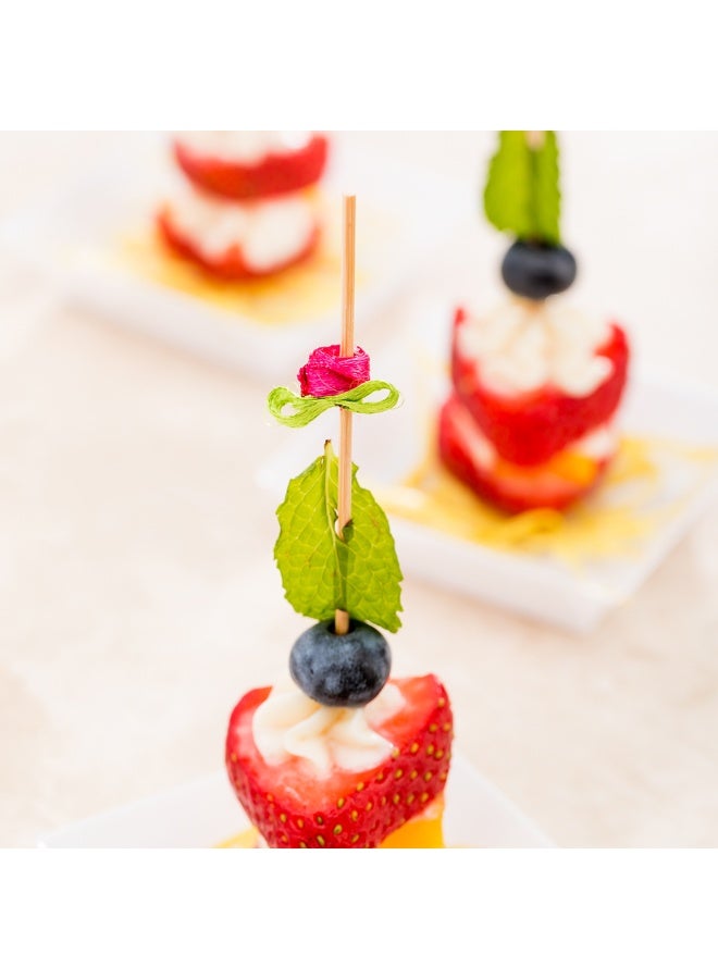 Restaurantware 3.9 x 0.6 Inch Party Toothpicks, 1000 Disposable Cocktail Skewers - Rose Ribbon Decoration, Sharp Tips, Pink Bamboo Decorative Cocktail Picks, Durable, For Garnishes Or Appetizers - Image 3