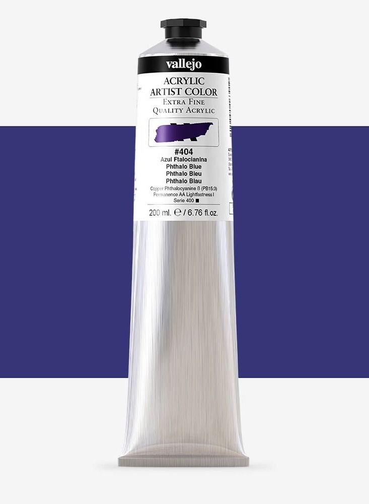 ألوان أكريليك فنية - أزرق فثالوسيانين، ألوان أكريليك احترافية عالية الصبغة، ٢٠٠ مل