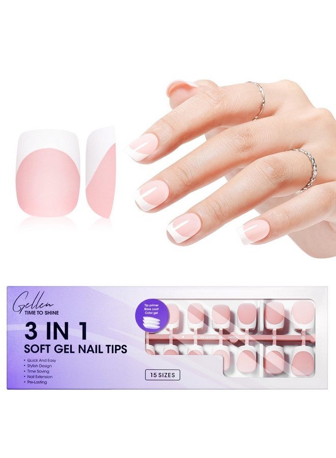Gellen Short French Tip Press On Nails - Square Gel Nail Tips Press On Nails Short, No Fade Out Acrylic Fake Nails, 150Pcs Seamless Fit Glue One Nails, Classic White - Image 1