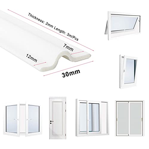 cuysfead 196 Inch Window Draft Stopper Foam Seal Strip, Self Adhesive Door Weather Stripping Top and Side Door Seal Strip, Soundproof Window Insulation Tape and Door Bottom Sweep Noise Gap Blocker (White) - Image 2