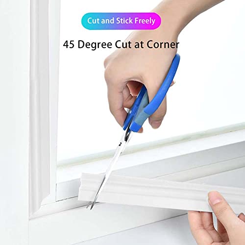 cuysfead 196 Inch Window Draft Stopper Foam Seal Strip, Self Adhesive Door Weather Stripping Top and Side Door Seal Strip, Soundproof Window Insulation Tape and Door Bottom Sweep Noise Gap Blocker (White) - Image 5