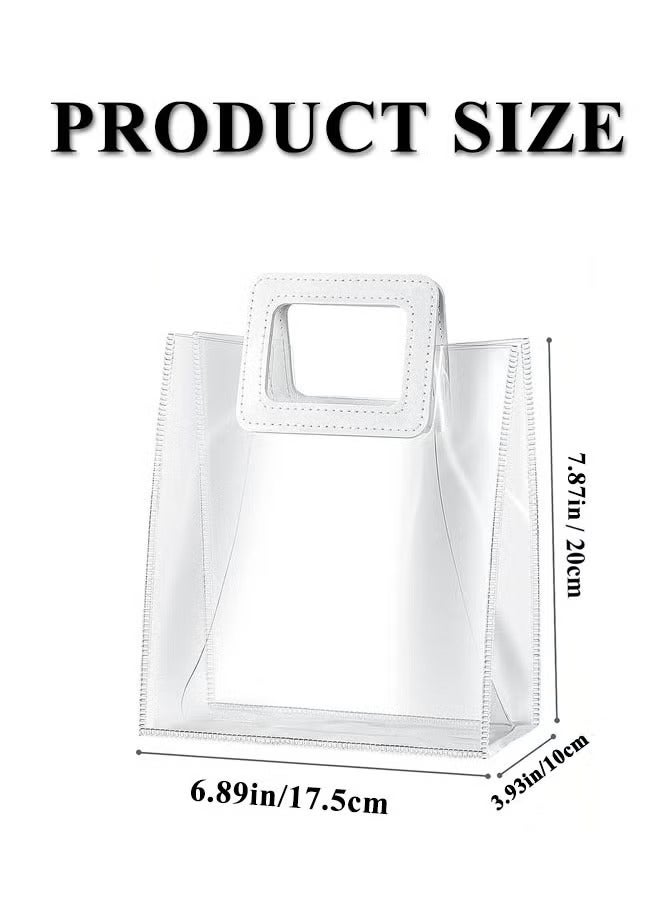 HQ-GAMING 12 Pcs Clear Gift Bag with Handle Transparent Plastic Gift Bag Heavy Duty Reusable Gift Wrap Bags for Bridal Party, Baby Shower, Wedding Favor, Shopping Bag Bulk  - Image 2
