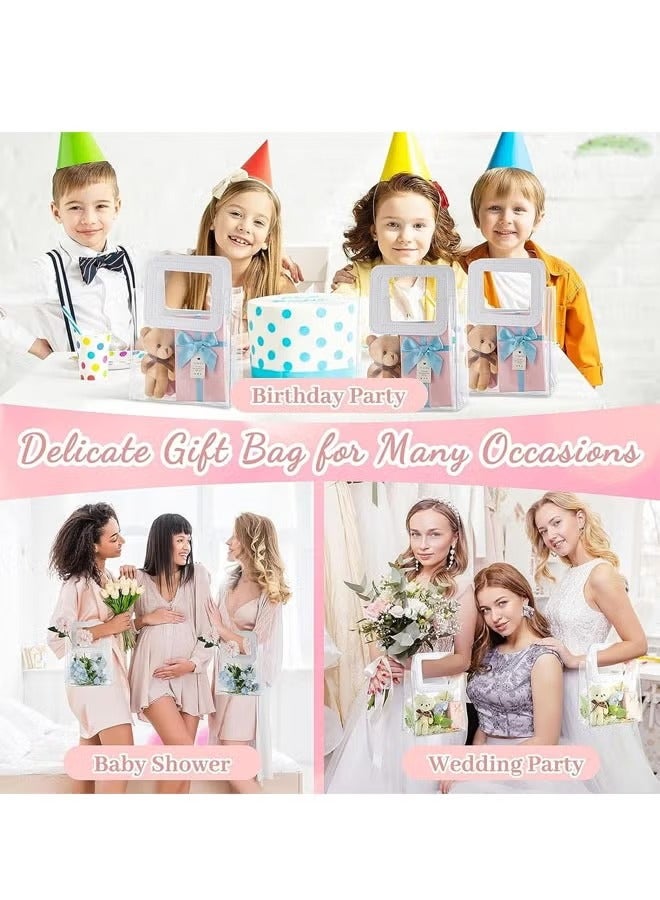 HQ-GAMING 12 Pcs Clear Gift Bag with Handle Transparent Plastic Gift Bag Heavy Duty Reusable Gift Wrap Bags for Bridal Party, Baby Shower, Wedding Favor, Shopping Bag Bulk  - Image 5