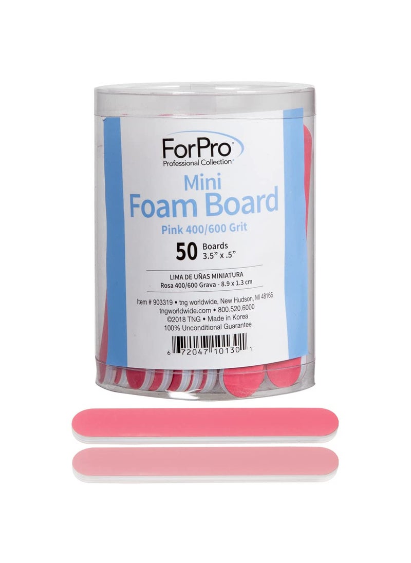 ForPro Professional Collection ForPro Professional Collection Mini Foam Board, Double-Sided Nail File, Pink, Black, 400/600 Grit, 3.5” l x .5” w, 50 Count 