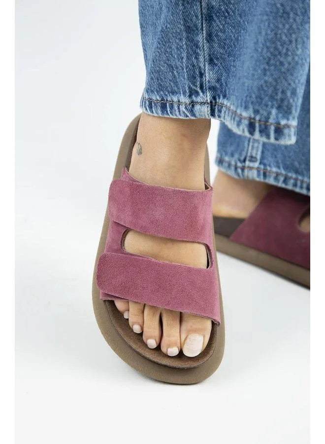 Lillo Women's Genuine Leather Double strap Cherry Slippers.