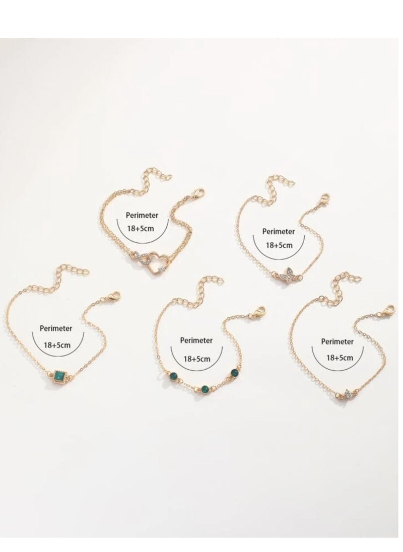 YUCCA - Large Set of 5 Pieces of Bracelets in Different Shapes and New Fashion Geometric Shapes, Suitable for Daily Use. Suitable for Daily Wear and As a Gift to Friends. - Image 1