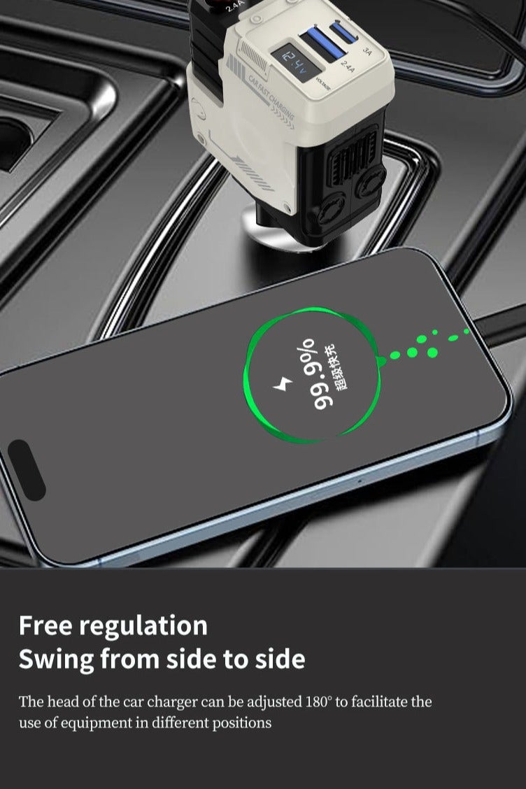 W&O car charger Super fast charge Compatible with multiple smart devices Four-port super fast charger model General - Image 3